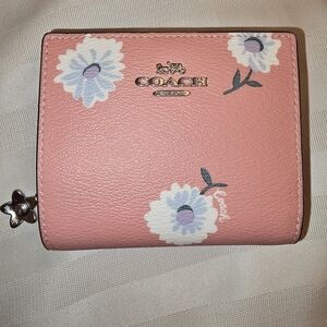 COACH C2889 Bifold Snap Wallet Pink Floral Coated Canvas & Leather NWOT